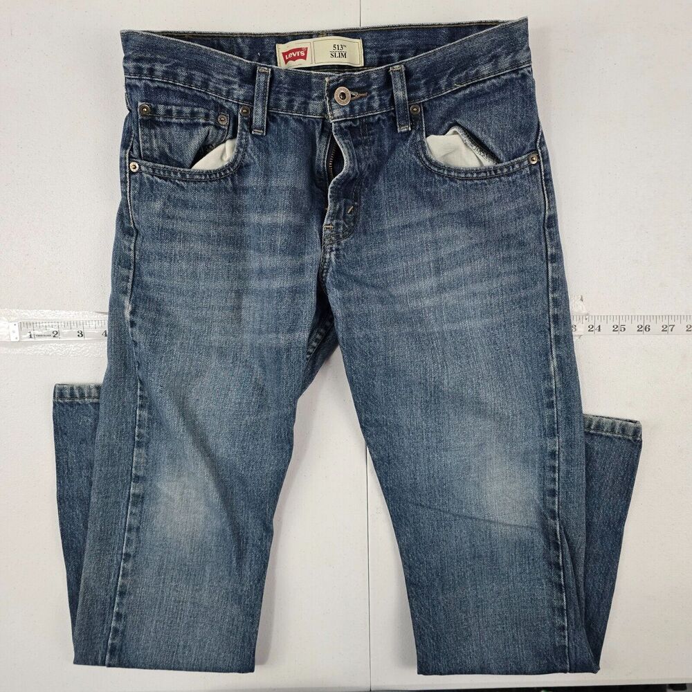 Levi's 513 slim straight jeans boys 18 reg 29x29 blue denim 4929
